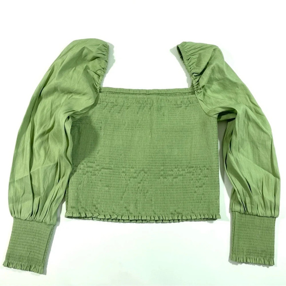 Gianni Bini Angel Squareneck Blouse Smocked Balloon Sleeve - Picture 4 of 8